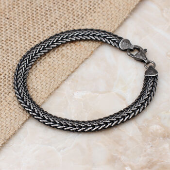 Oxidised Sterling Silver Mens Bracelet, 2 of 3