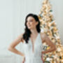White Sequin Midi Wedding Dress With Deep Plunge And Open Back, thumbnail 10 of 12