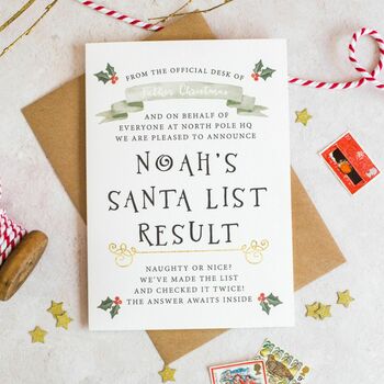 Personalised Santa's Nice List Results Christmas Card, 6 of 7
