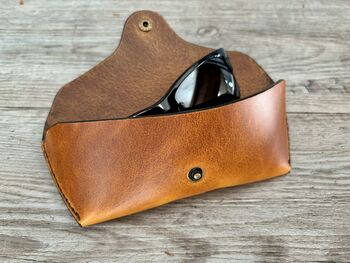 Personalised Burnt Tan Leather Glasses Case, 2 of 11