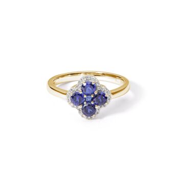 Yellow Gold Blue Sapphire And Natural Diamond Ring, 2 of 4