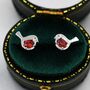 Ruby Cz Robin Bird Stud Earrings Sterling Silver, thumbnail 6 of 11