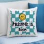Personalised Teal Checked Cushion, thumbnail 2 of 4