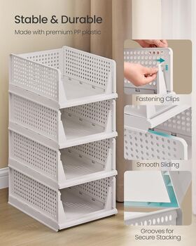 Stackable Closet Storage Foldable Pull Out Baskets, 6 of 6