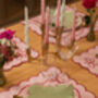Cotton Napkins With Scallop Edge Mint/Pink • Set Of Six, thumbnail 4 of 5