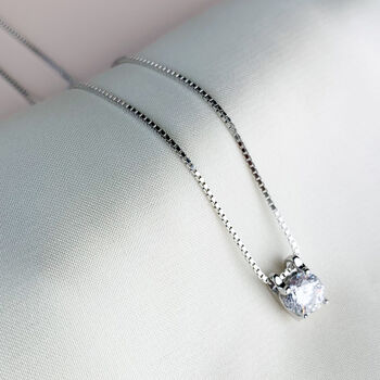 Sterling Silver White Crystal Pendant Necklace, 3 of 5