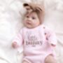 Little Bunny First Easter Personalised New Baby Romper Three Colours Available, thumbnail 3 of 12