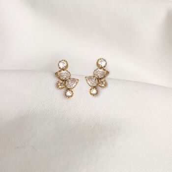 Pear Diamond Cluster Earrings, 2 of 4