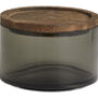 Basil Smoked Glass Storage Jar With Wooden Lid, thumbnail 5 of 5