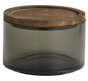 Basil Smoked Glass Storage Jar With Wooden Lid, 5 of 5