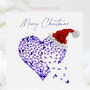 Christmas Card Purple Butterfly Heart And Santa's Hat, thumbnail 1 of 12