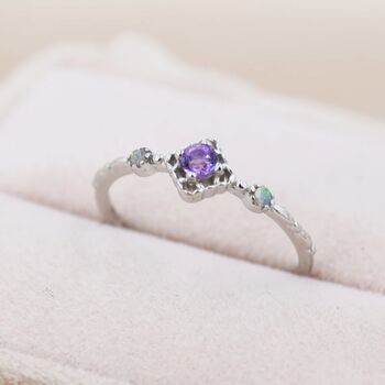 Vintage Inspired Natural Amethyst And Opal Ring, 4 of 11