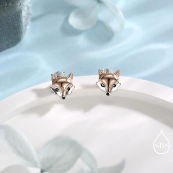 Sterling Silver Fox Head Stud Earrings, 7 of 12