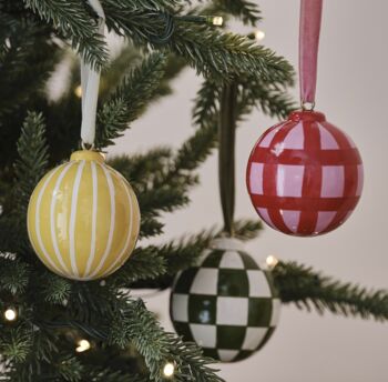 Pink And Red Hand Painted Christmas Bauble, 2 of 3