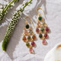 Tourmaline Gold Plated Silver Drop Earrings, thumbnail 1 of 9