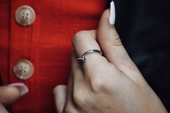 Silver Wishbone Ring With White Topaz, 4 of 12