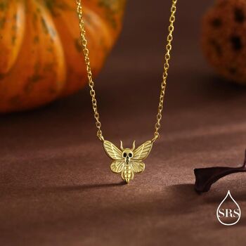 Sterling Silver Death’s Head Moth Necklace, 4 of 12