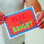 Merry And Bright Hand Lettered Christmas Card, thumbnail 1 of 5