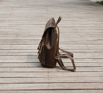 Front Pockets Vintage Look Leather Backpack, 2 of 10