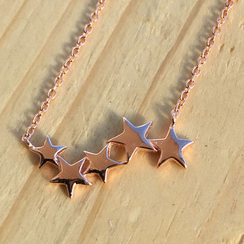 Plain Five Star Necklace Rose Or Gold Plated 925 Silver, 6 of 9