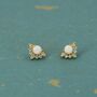 Sterling Silver Vintage White Opal Flower Cz Stud Earrings, thumbnail 4 of 10