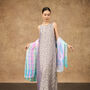 100% Mulberry Silk Scarf – Light Green And Rainbow In Gift Box, thumbnail 2 of 8