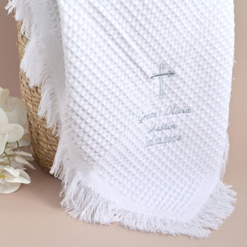 Personalised White Christening Shawl, 2 of 9