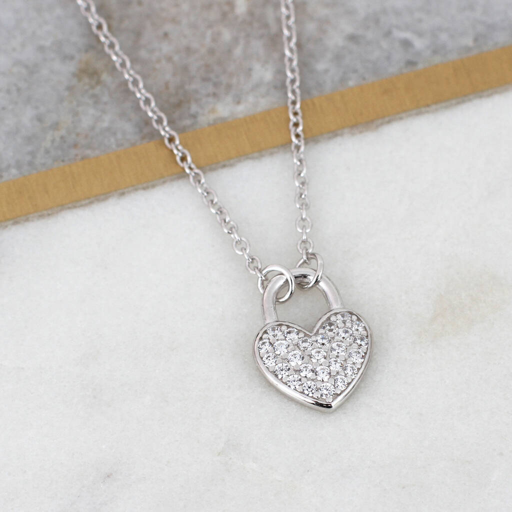 Sterling Silver And Precious Crystal Padlock Necklace By Hurleyburley ...