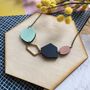 Geometric Abstract Gemstone Wooden Necklace, thumbnail 4 of 5