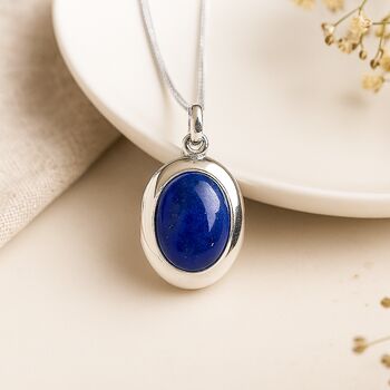 Personalised Mens Sterling Silver Lapis Lazuli Locket, 2 of 11