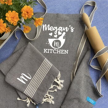 Personalised Cotton Apron, Tea Towels, Cotton Anniversary Gift, 12 of 12