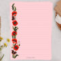 A5 Pink Letter Writing Paper With Butterfly And Poppies, thumbnail 1 of 4