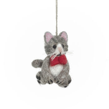 Handmade Felt Ferguson The Cat Hanging Decoration, 2 of 3