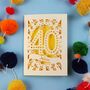 Personalised 40th Birthday Card Papercut Spotty Design, thumbnail 1 of 8