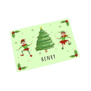 Personalised Playful Elves Placemat, 4 of 5