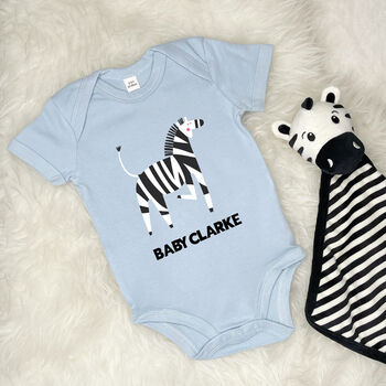 Zebra Personalised Jungle Babygrow, 5 of 6