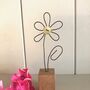 Wire Flower In Wood Block, thumbnail 3 of 7