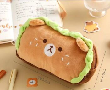 Cute Dog And Bear Burger Plush Pencil Cases, 7 of 7