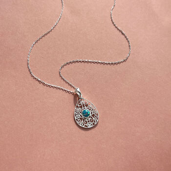 Sterling Silver Opal Filigree Teardrop Necklace, 2 of 7