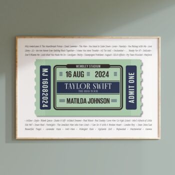 Taylor Swift The Eras Tour Setlist Personalised Ticket Print, 2 of 4