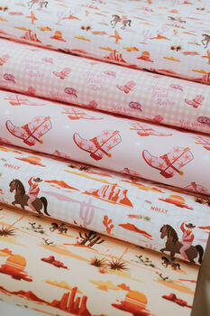 Pink Christmas Cowboy Cowgirl Boot Wrapping Paper Gift Wrap, 5 of 6