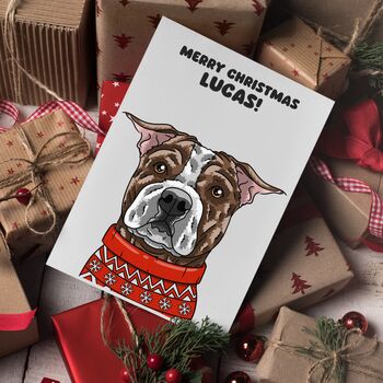 Personalised Pittie Terrier Christmas Card, 12 of 12