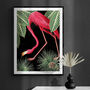 Flamingo Floral Vintage Style Art Print, thumbnail 1 of 5