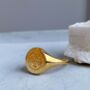 Sterling Silver Gold Moon Face Signet Ring, thumbnail 5 of 11