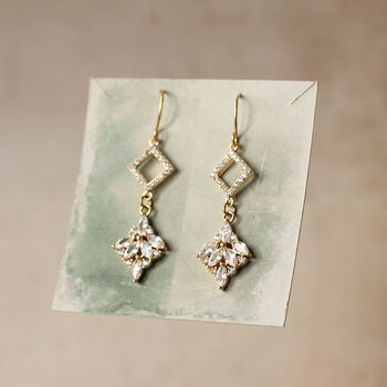 Antique Crystal Petal Bridal Earrings, 5 of 11