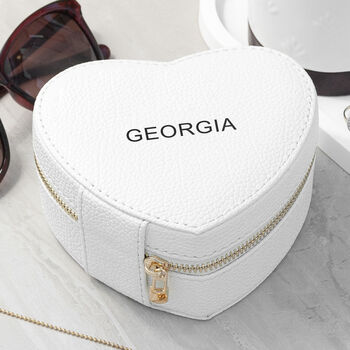 Personalised Bold Message White Heart Jewellery Case, 2 of 11