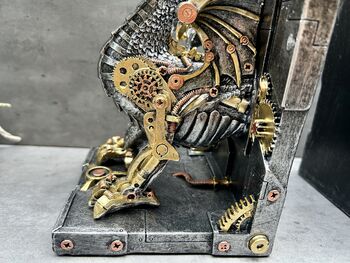 Pair Of Steampunk Dragon Bookends – Silver And Gold Retro, 10 of 12