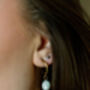 C Shape Hoop Earring With Fresh Water Pearl Drop, thumbnail 2 of 3