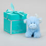 Mini Highland Collectible Baby Blue Soft Toy Cow With Pop Up Box, thumbnail 1 of 8