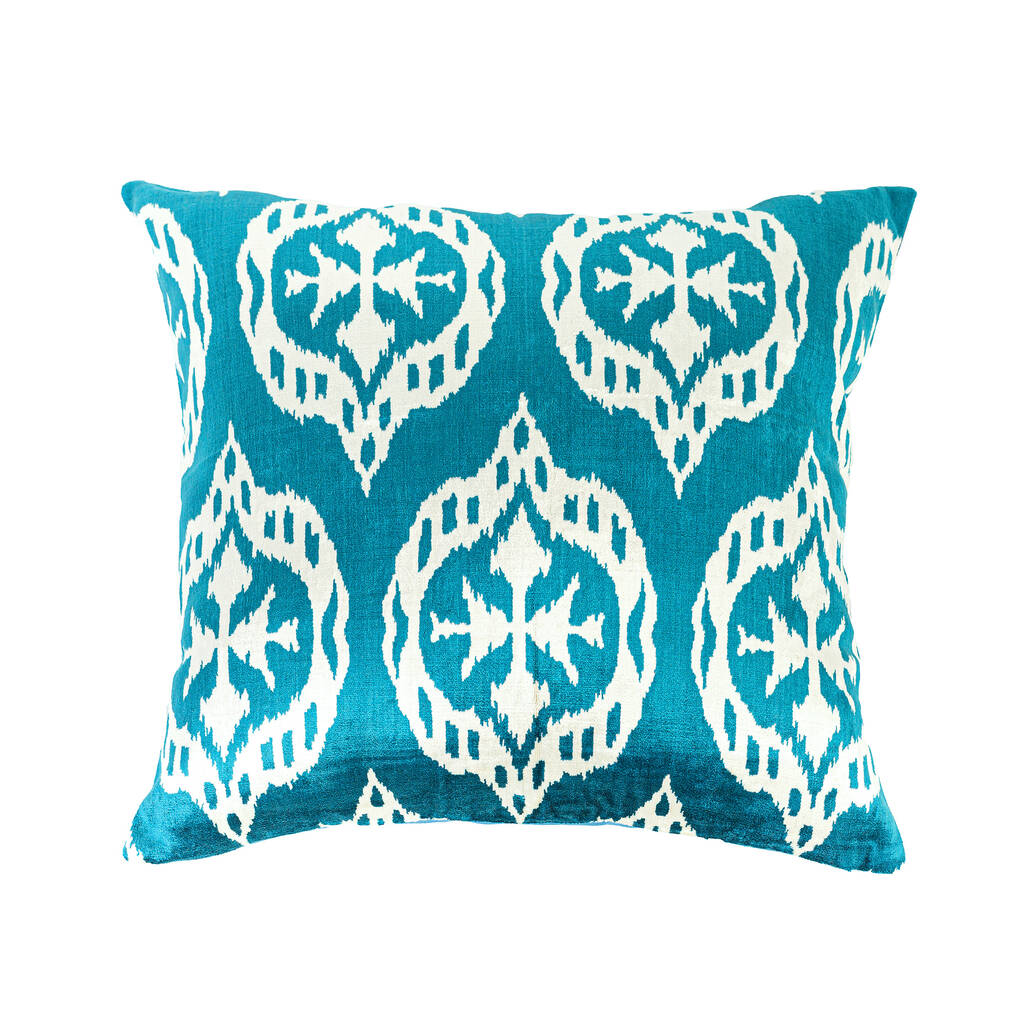 Traditional Blue Silk Velvet Cushion Covers 50x50cm By